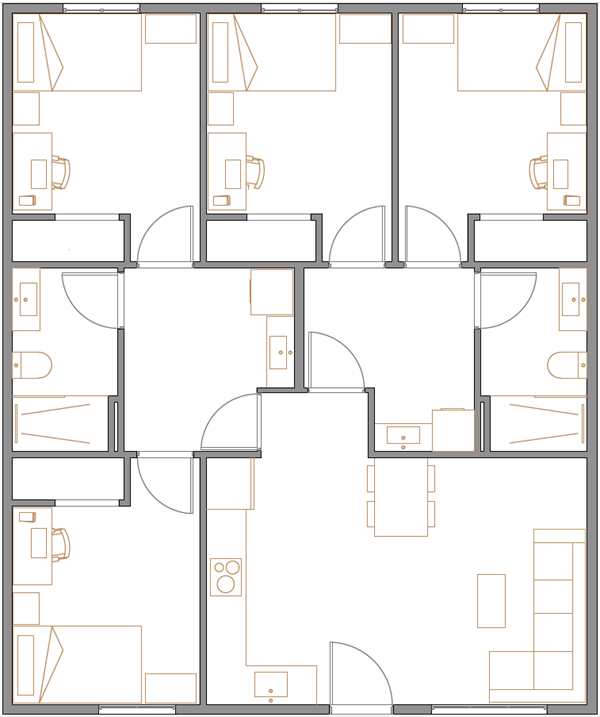 Plano de vivienda de 4 habitaciones